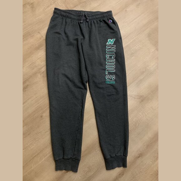 Champion Nichols College Bison Sweatpants Men's XL Jogger Cuffed Pants Dark Gray - Picture 1 of 5
